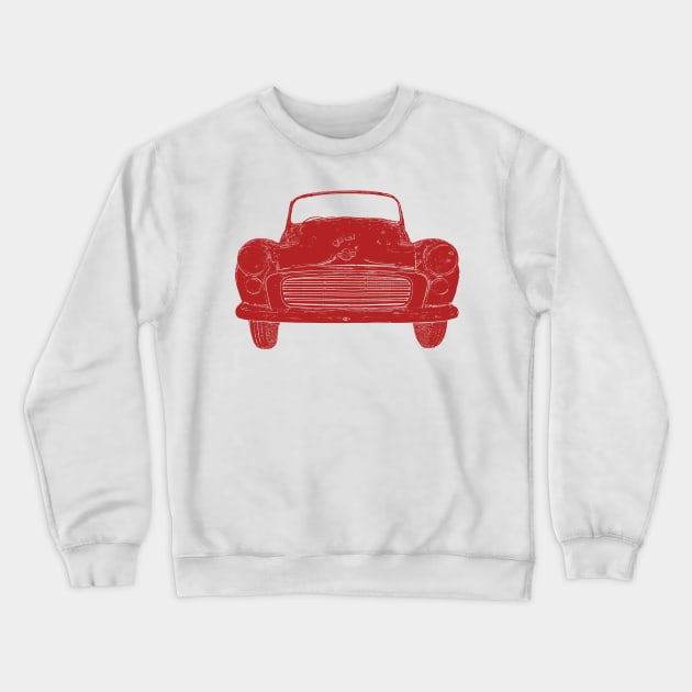 Red Morris Minor classic car Crewneck Sweatshirt by soitwouldseem